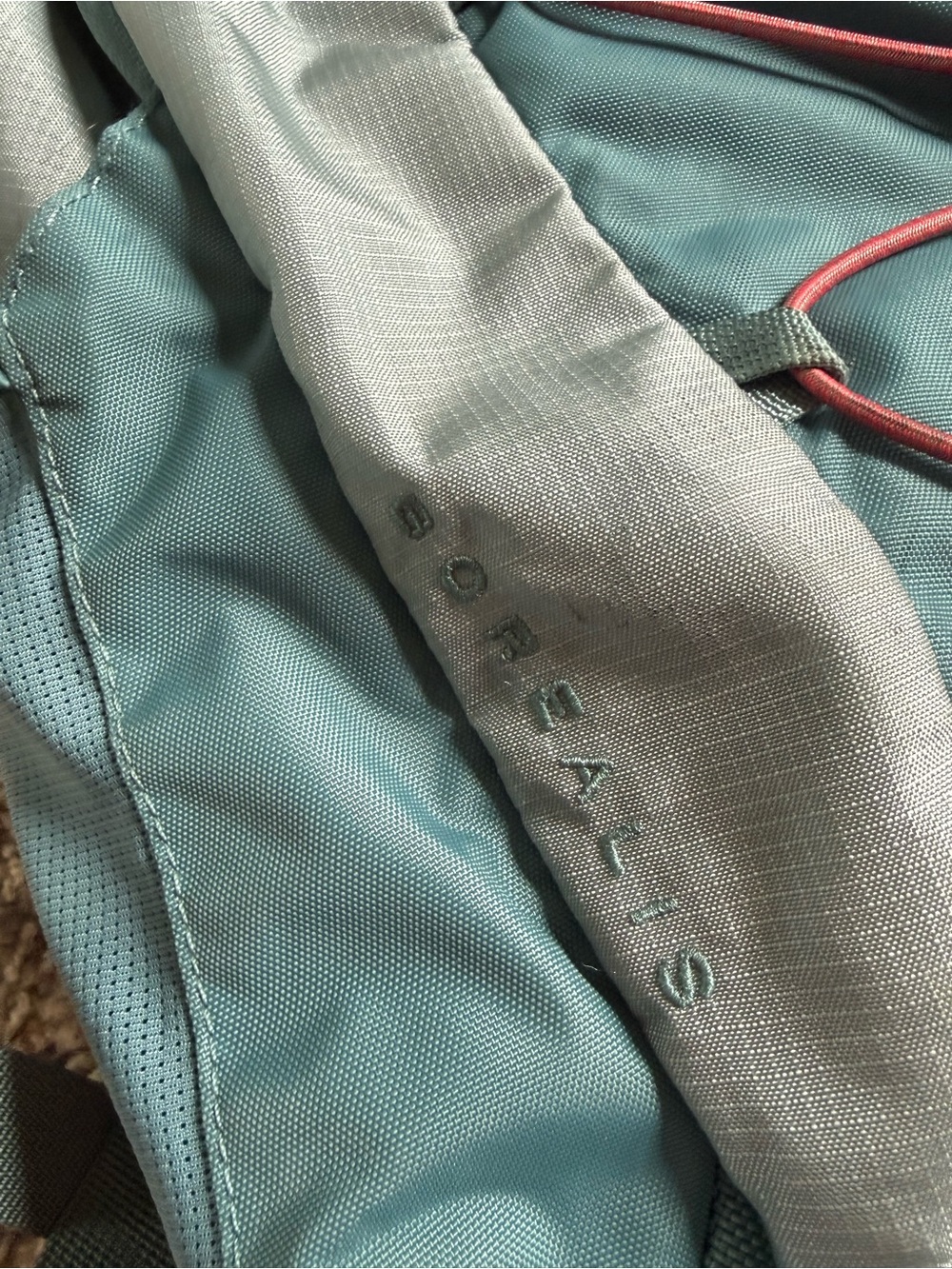 The North Face Borealis Teal Backpack with pink red accent - Picture 2 of 7
